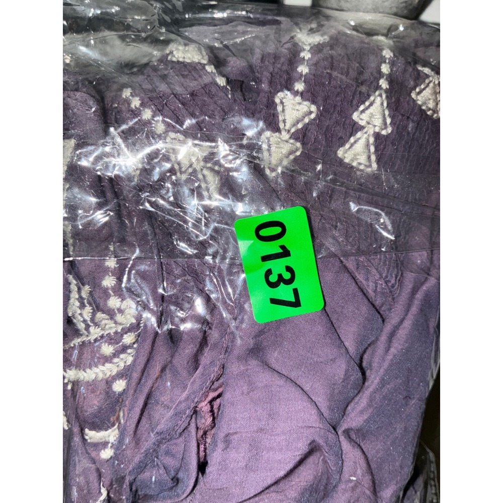 Johnny Was 3J Workshop Tunic Women Large Purple Embroidered Cotton Silk Boho Top - Picture 9 of 9